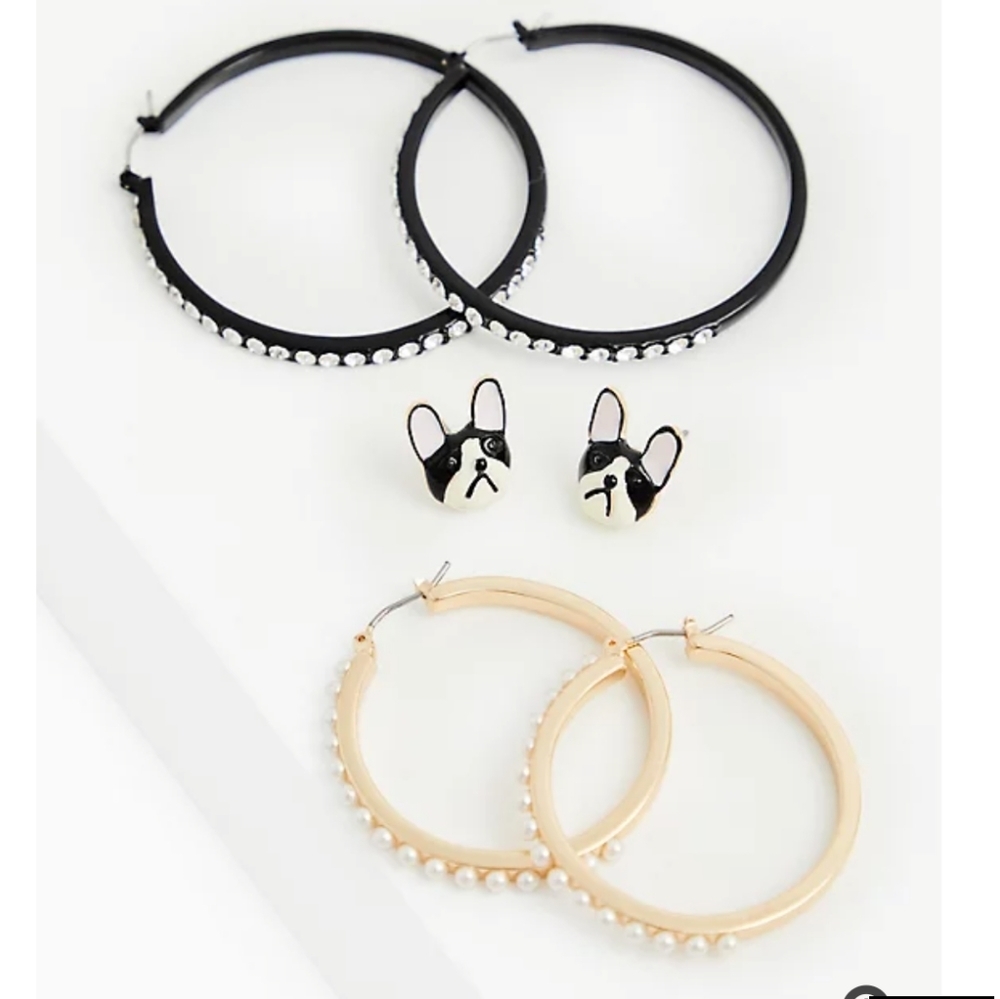 🆕BETSEY JOHNSON BOSTON TERRIER DOG EARRING SET